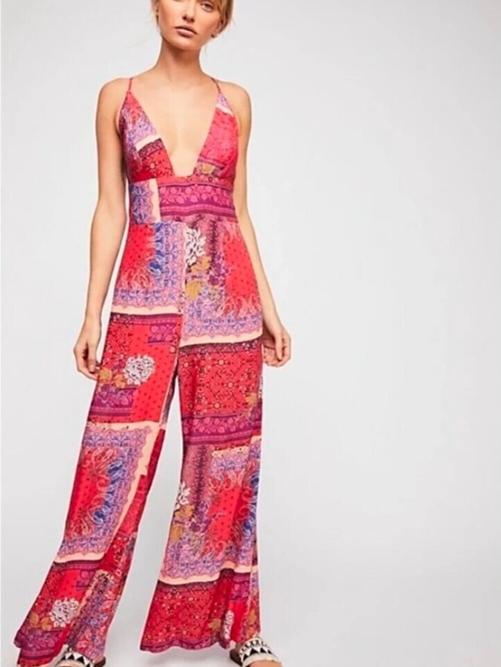 Free People Patterned Viscose Jumpsuit Size 2